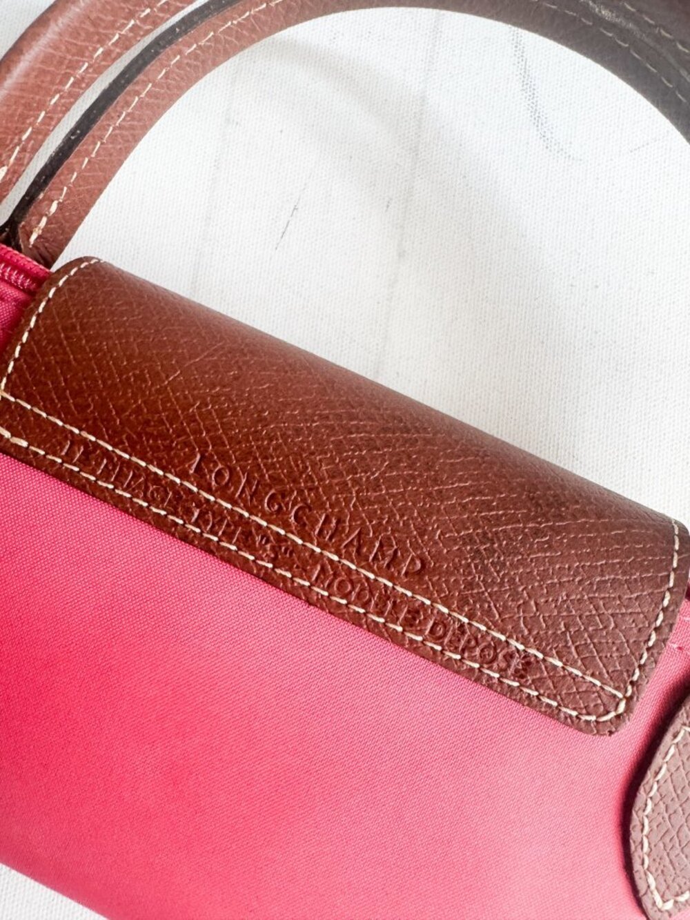 Longchamp Top Handle Bag LE PLIAGE Nylon/Leather GRENADINE Size S NEW - Picture 5 of 10
